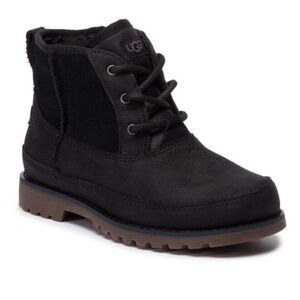 UGG Toddler Boy’s Black Leather Sherpa Zip Up Ankle Boots Size 11